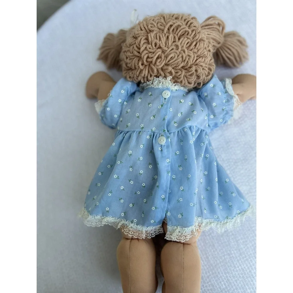 Vintage Cabbage Patch Kids Doll 1982 Coleco Green Eyes Blue Floral Dress Blonde